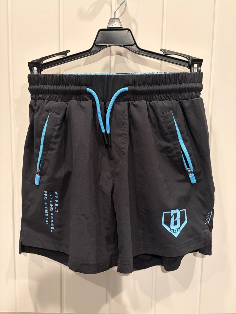 Boy's Black Athletic Shorts with Blue Accents